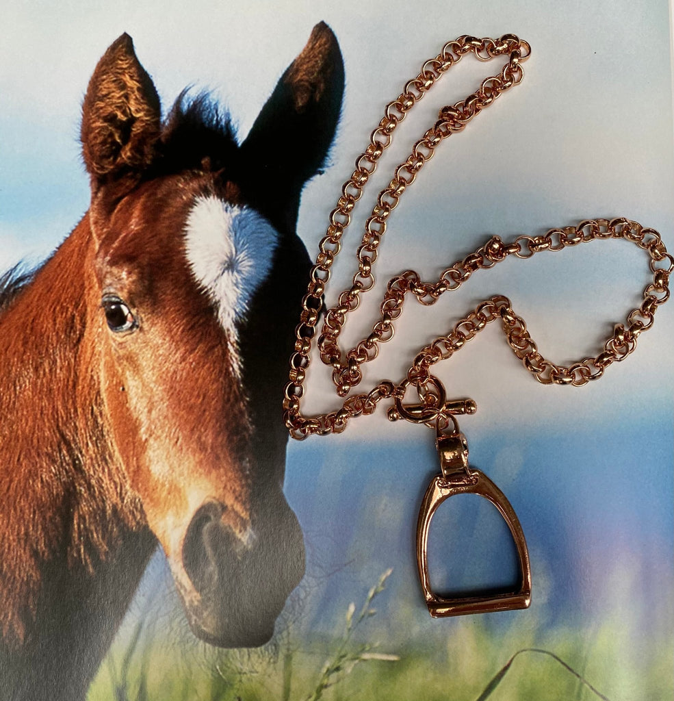 Large Rose Gold Stirrup Necklace