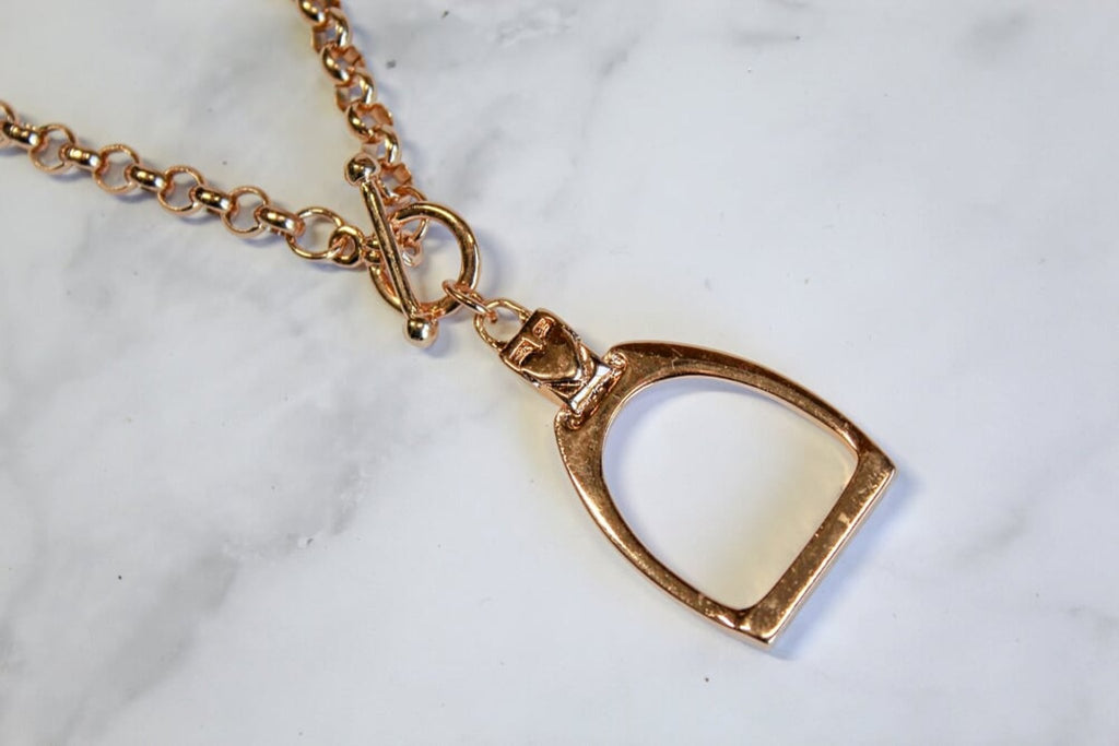 Large Rose Gold Stirrup Necklace