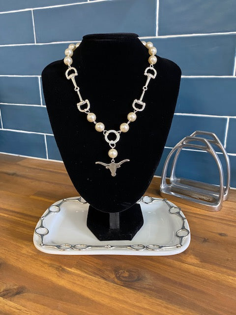 Longhorn & Snaffles & Pearls Necklace