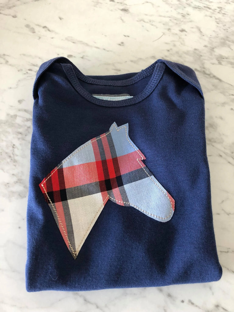 Navy/ Blue Plaid  Infant Body Suit