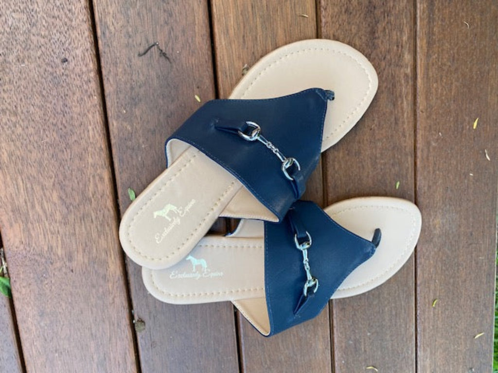 Navy Snaffle Bit Flip Flop