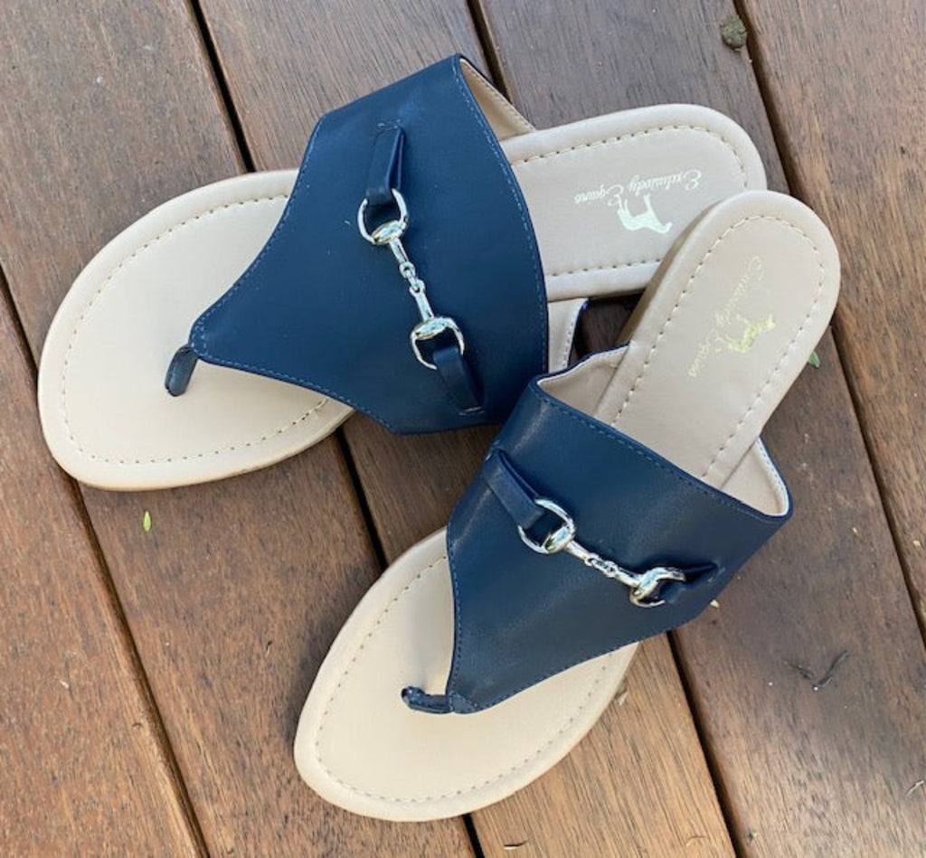 Navy Snaffle Bit Flip Flop