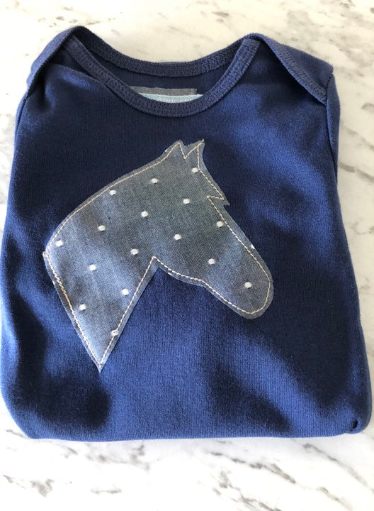 Navy/ Grey with Spots Infant Body Suit