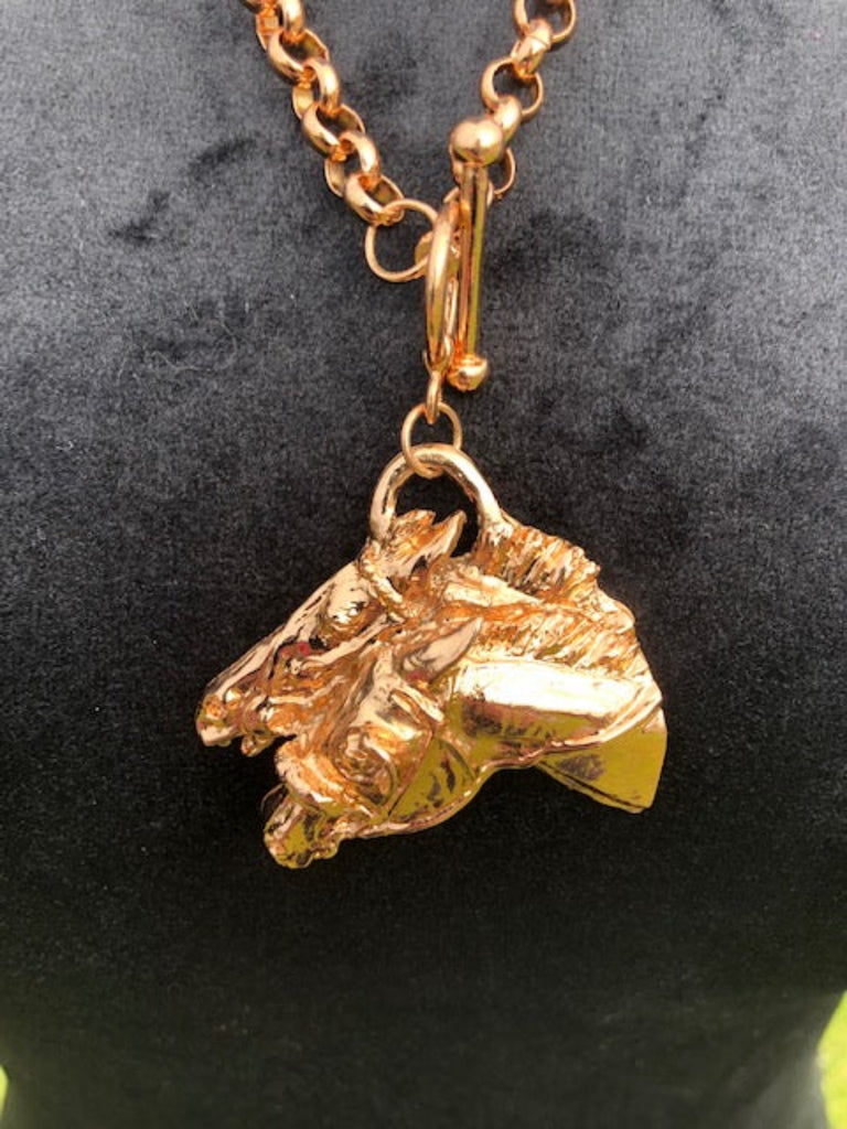 Race Horse Head Pendant Rose Gold