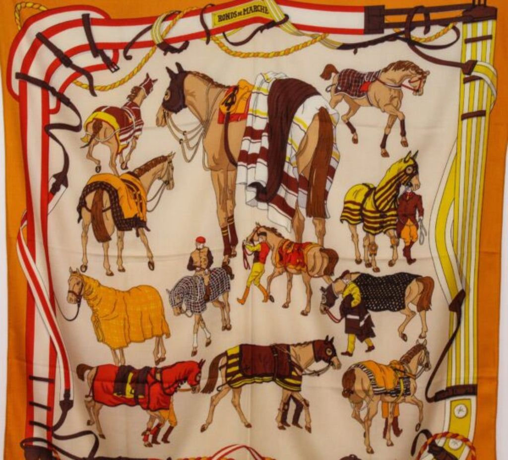 Race Horse Themed Scarf Burnt Orange
