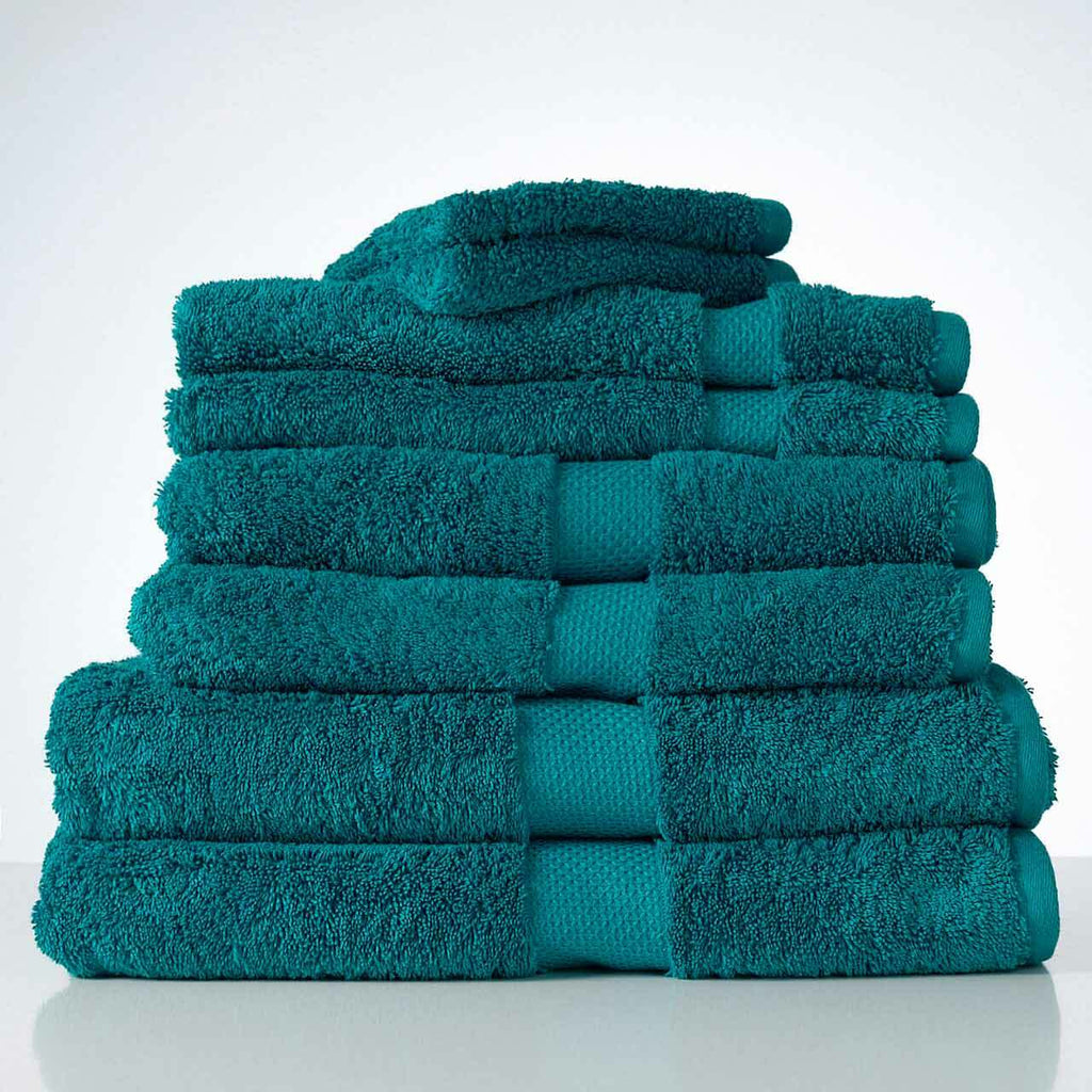 Teal Royal Ascot Towels - Silver Snaffle Design