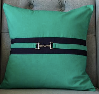 Snaffle Bit Cushion Cover - Navy/Green