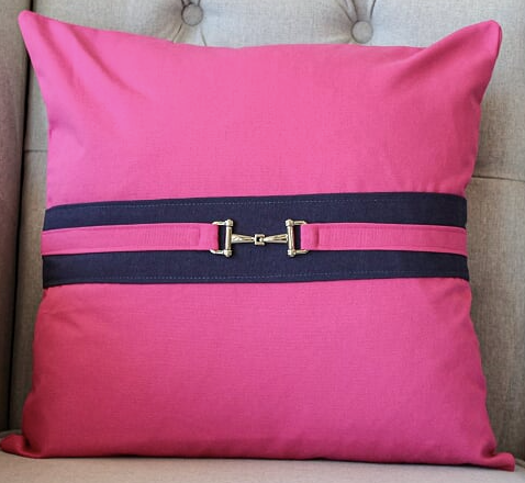 Snaffle Bit Cushion Cover - Navy /Pink