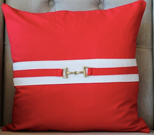 Snaffle Bit Cushion Cover - Red /White