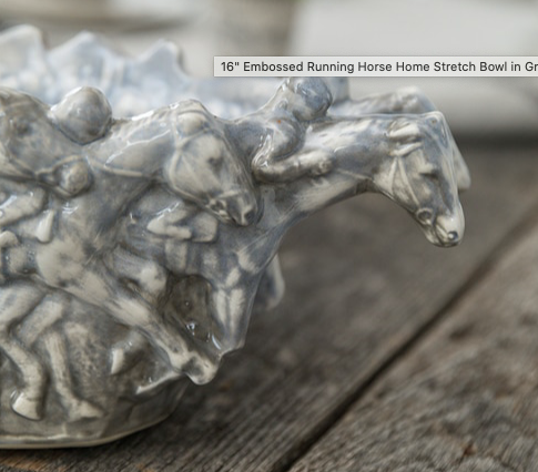 Embossed Running Horse Home Stretch Bowl in Grey