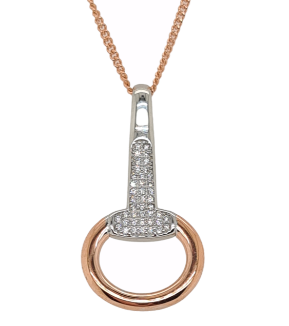 Stirling Silver & Rose Gold Snaffle Necklace