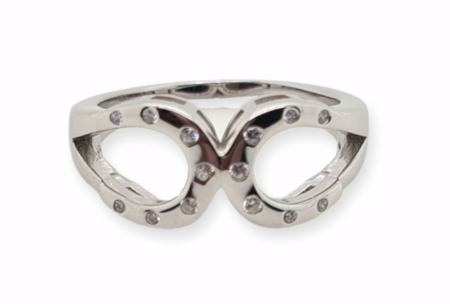 Stirling Silver& CZ Double Horseshoe Ring