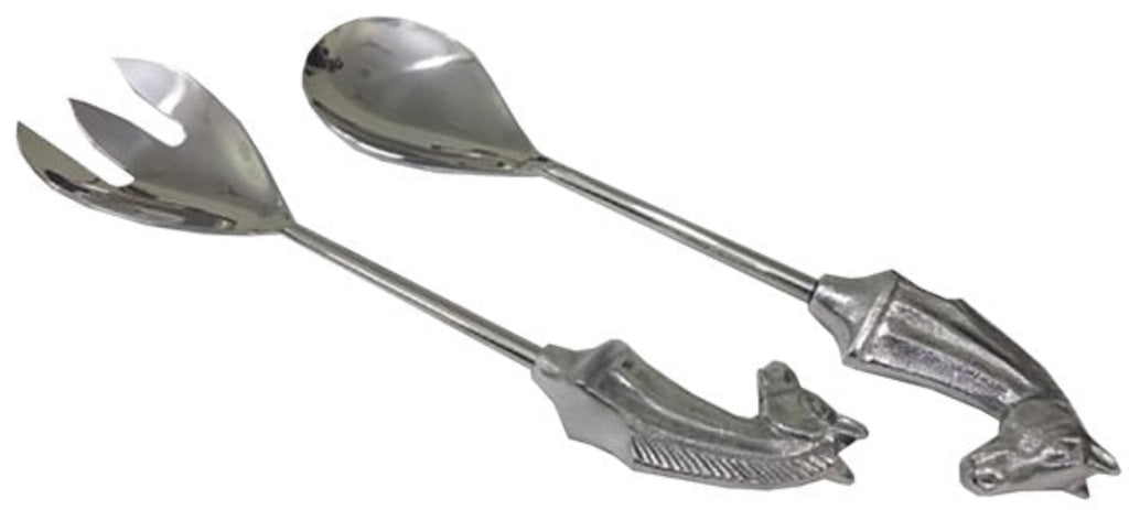 Silver Horse Head Salad Servers
