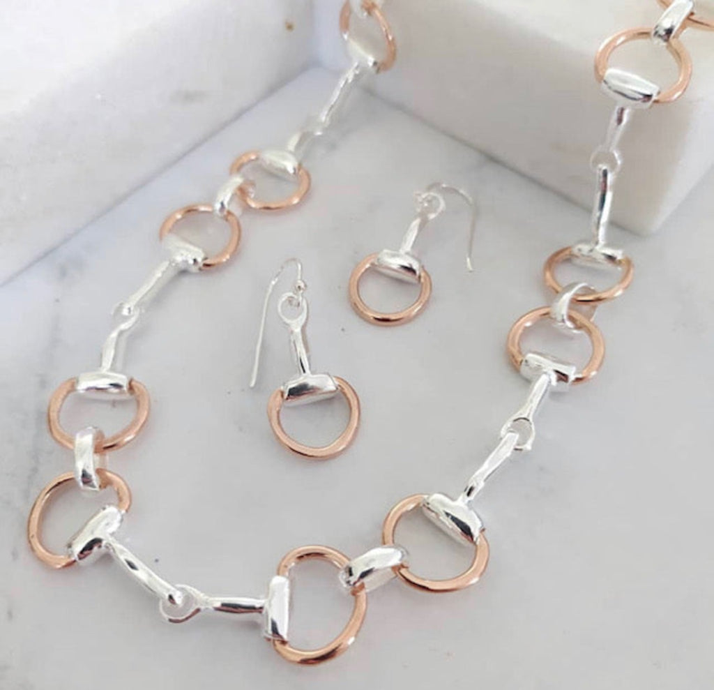Silver & Rose Gold Snaffle Bit Necklace