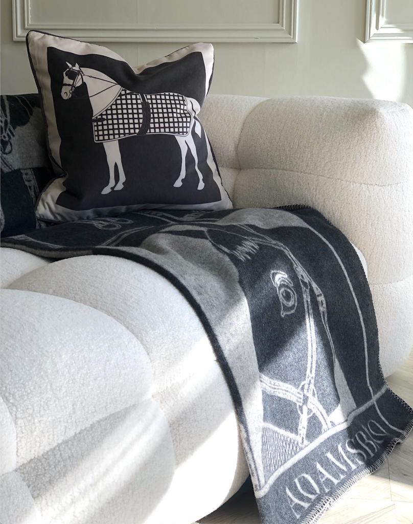 Heritage Luxe Charcoal Classic Horse  Cushion