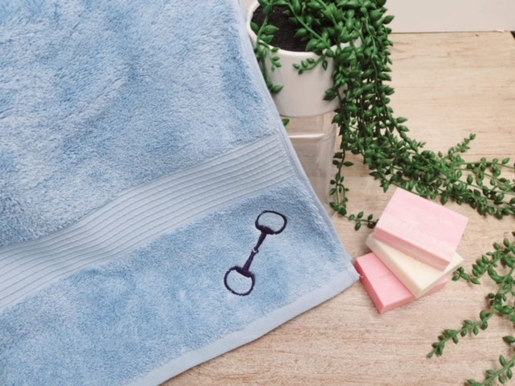 Sky Royal Ascot Towels - Navy Snaffle Design