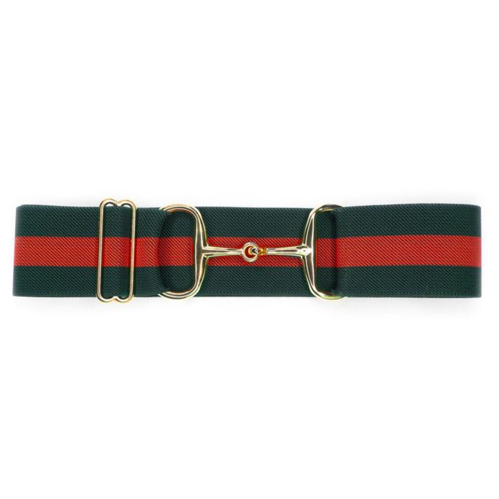 Snaffle Bit Elastic Belt  2" Gold Snaffle