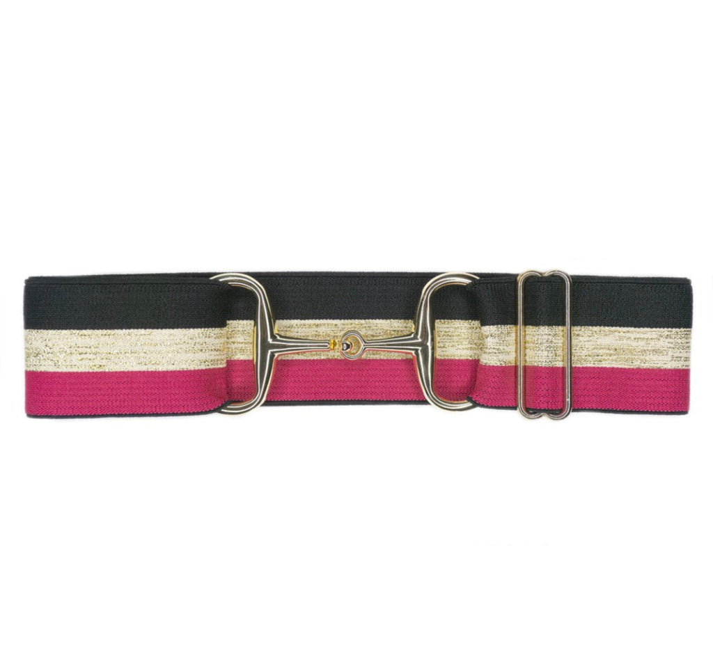 Snaffle Bit Elastic Belt  2" Gold Snaffle