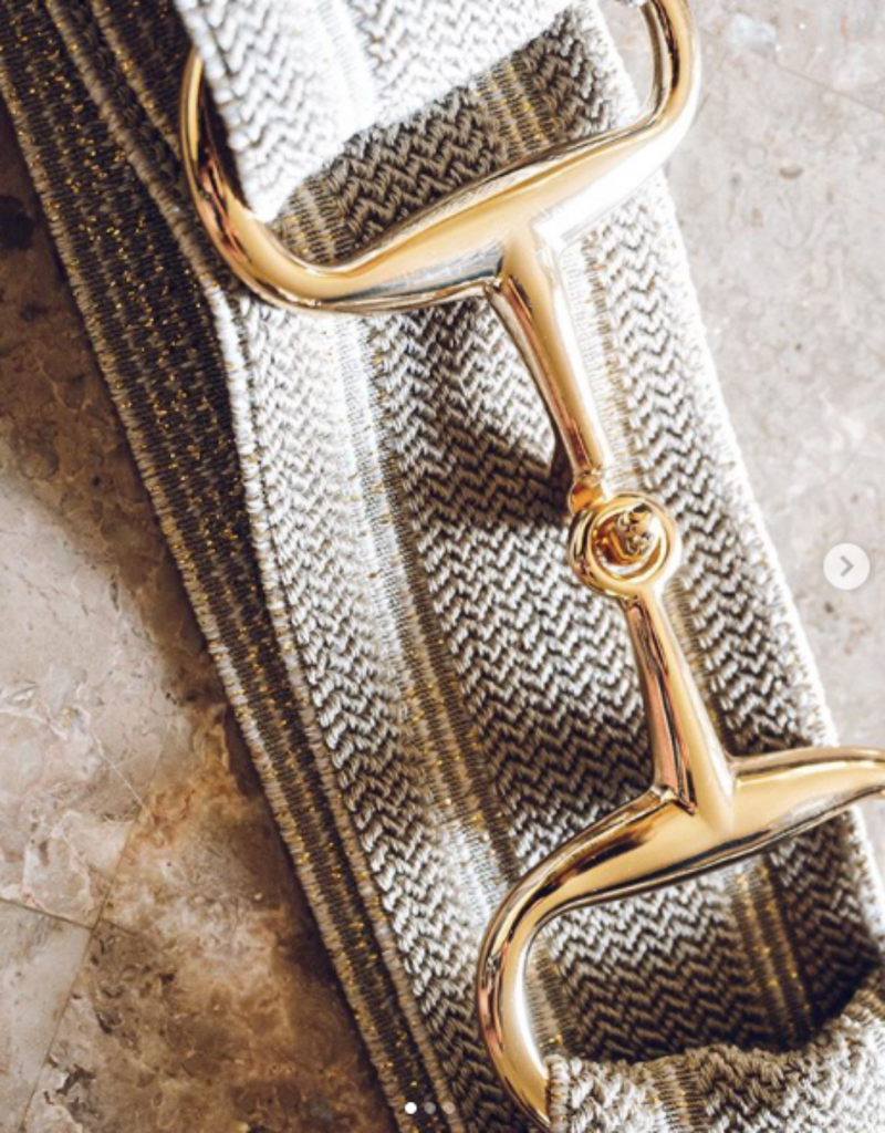 Snaffle Bit Elastic Belt  2" Gold Snaffle