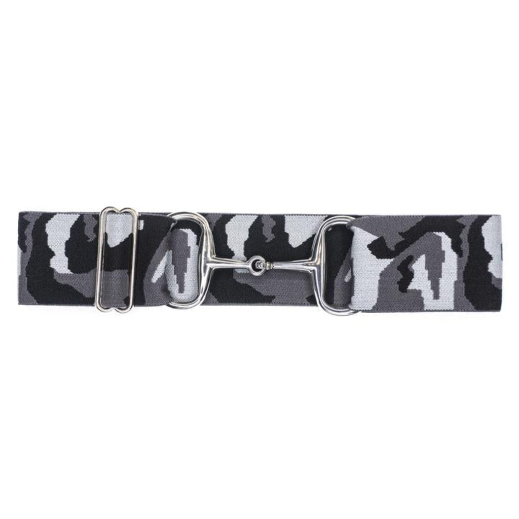 Snaffle Bit Elastic Belt  2" Silver Snaffle