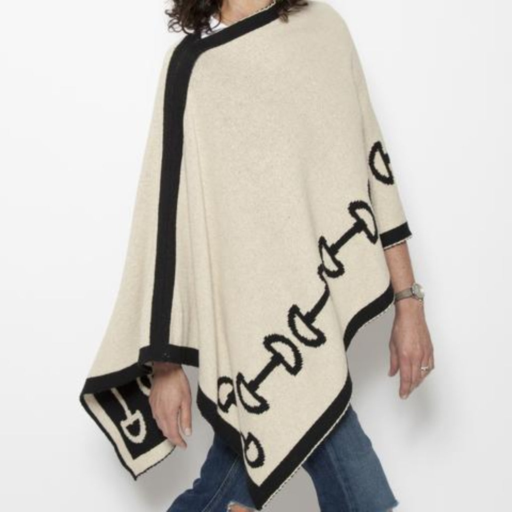 Snaffle Bit Poncho - Flax/ Milk