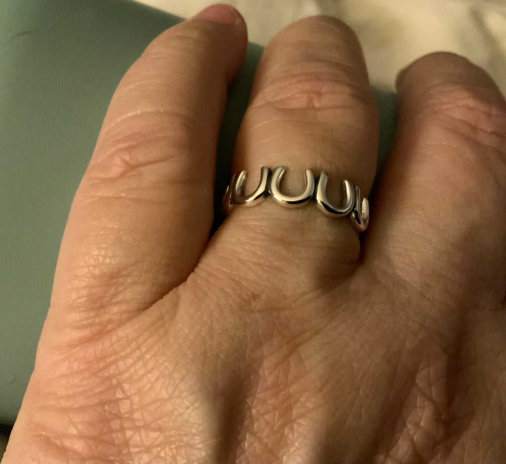 Stirling Silver 5 Horseshoe Ring