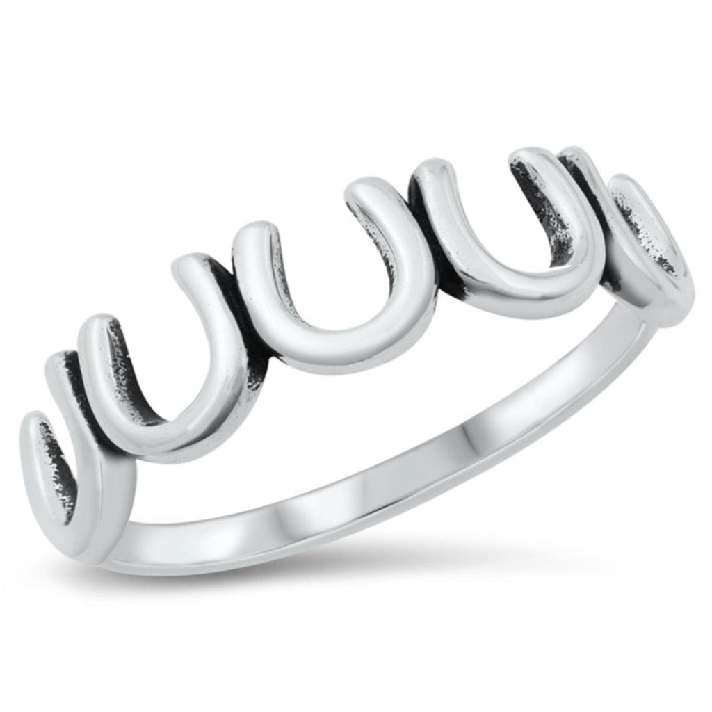Stirling Silver 5 Horseshoe Ring