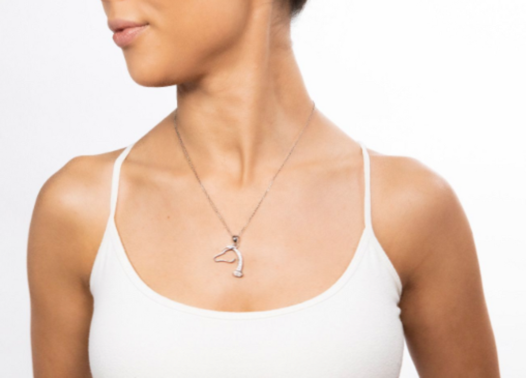 Stirling Silver & CZ Horse Head Pendant Necklace