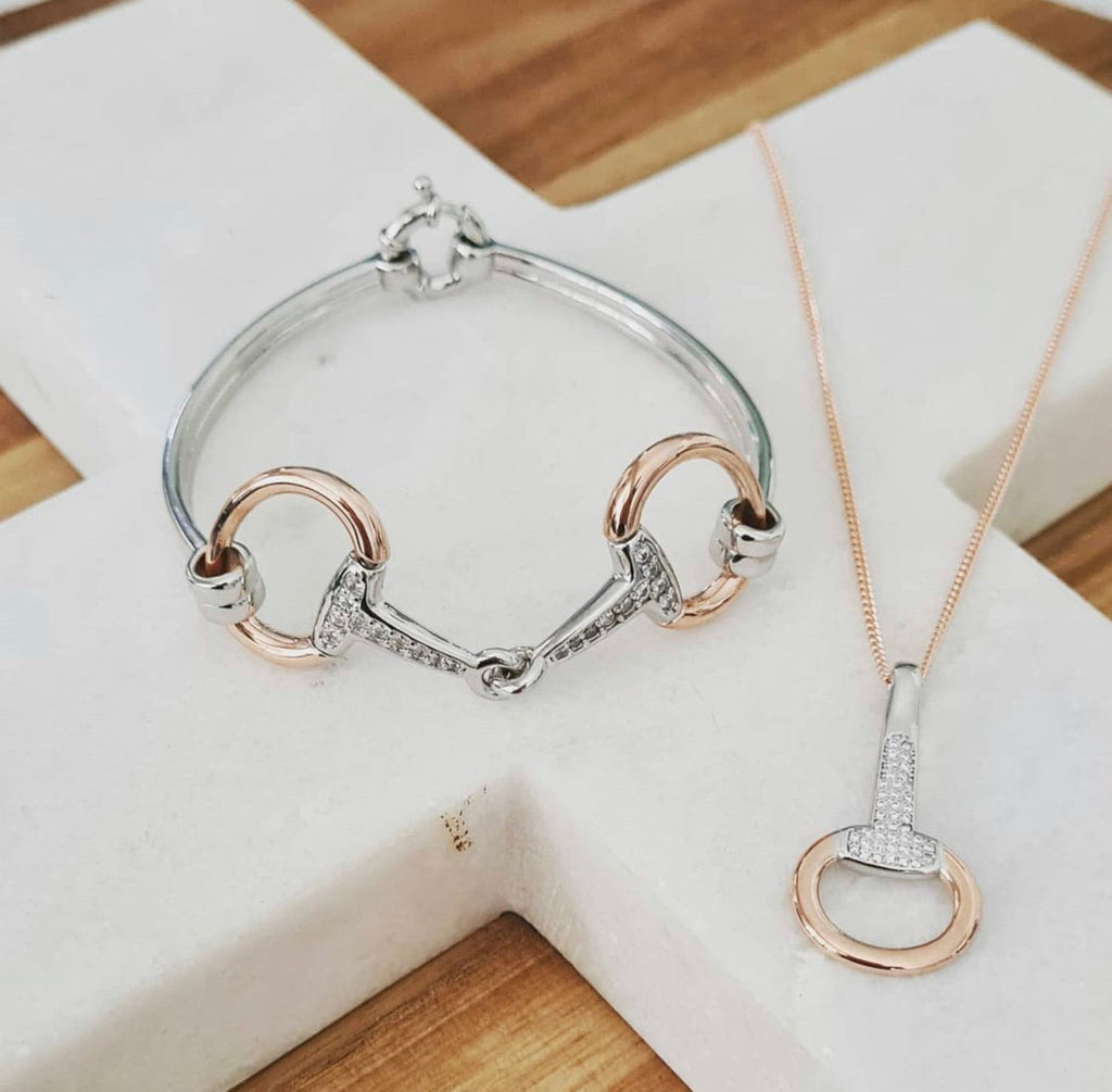 Stirling Silver & Rose Gold Snaffle Necklace