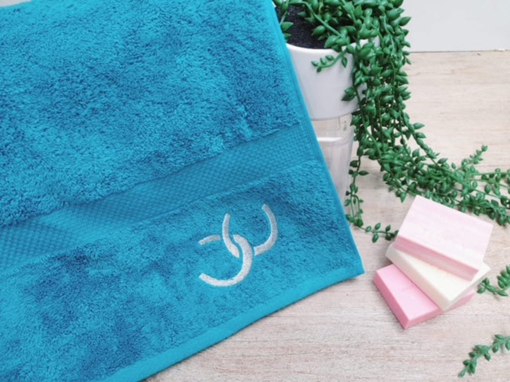 Teal Royal Ascot Towels - Silver Shoes Design