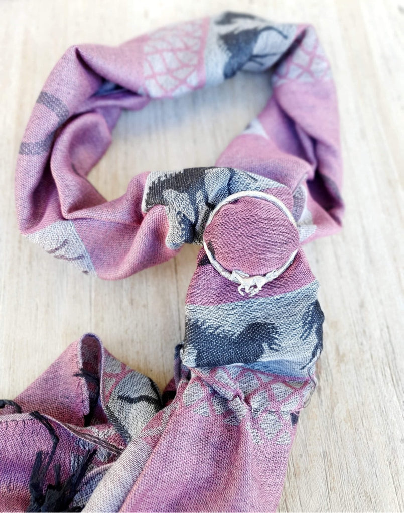 Twig Running Horse  Scarf Ring