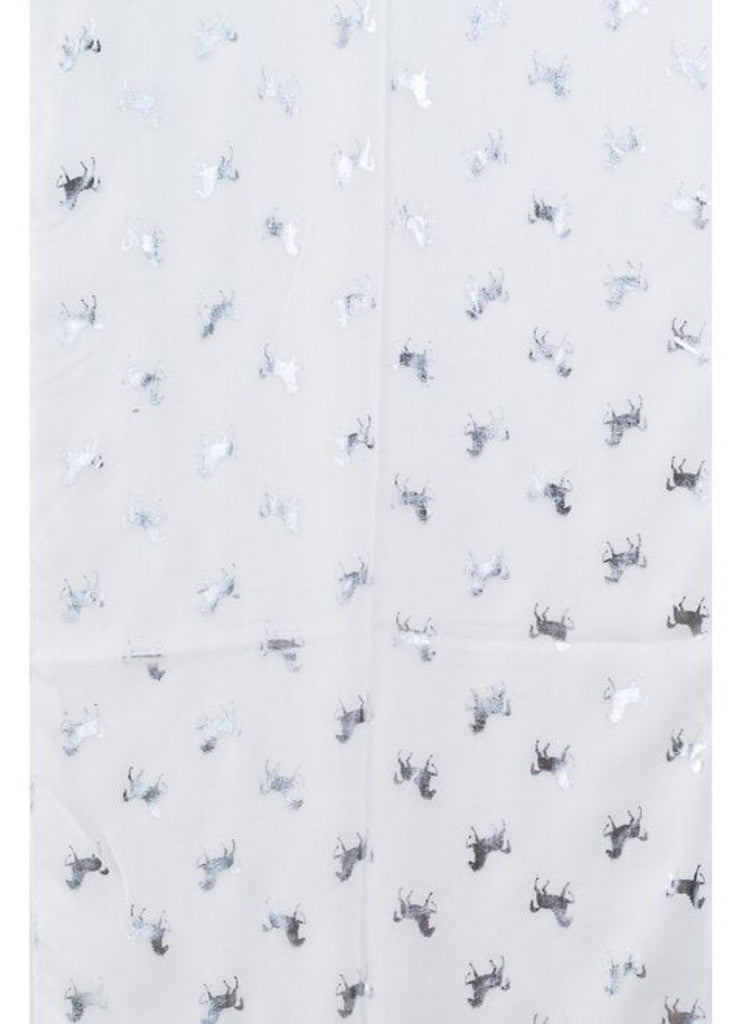 White Scarf with Silver Print Foil