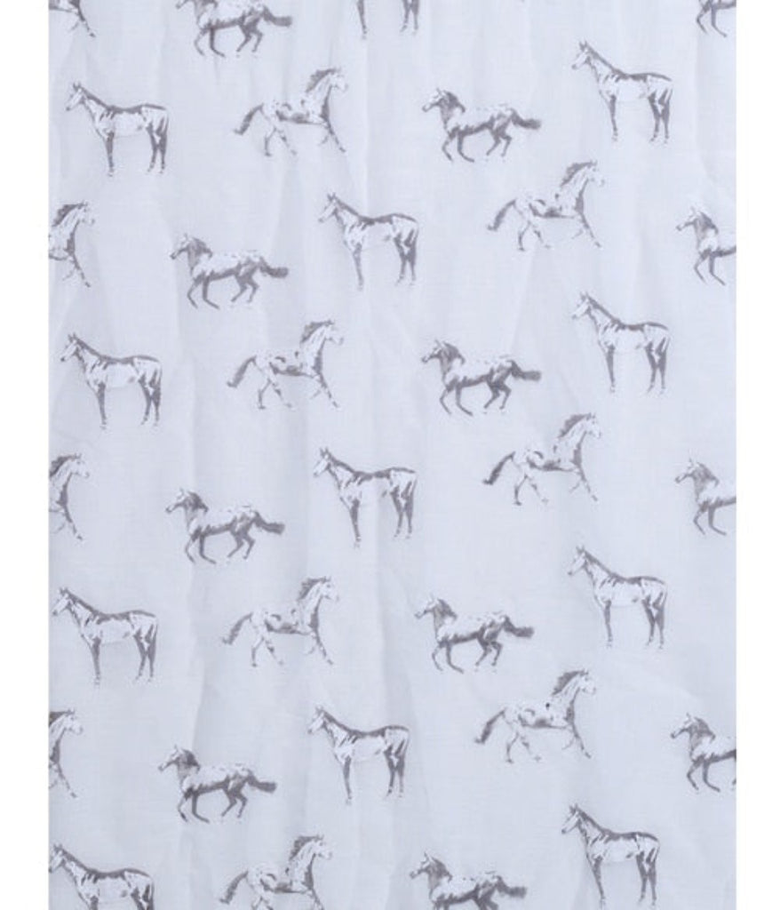 White with White Horses Scarf