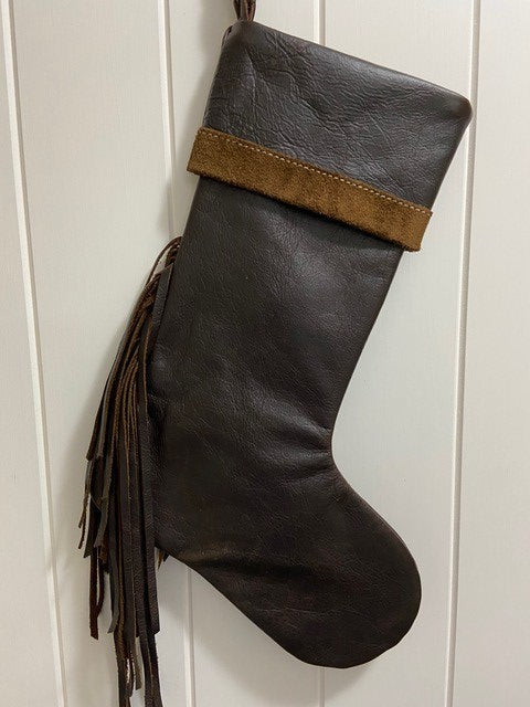 Leather Xmas Stocking - Chocolate Brown