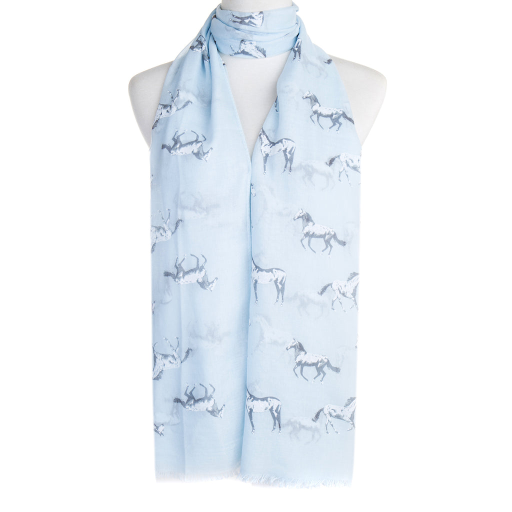 Blue with White Horses Scarf