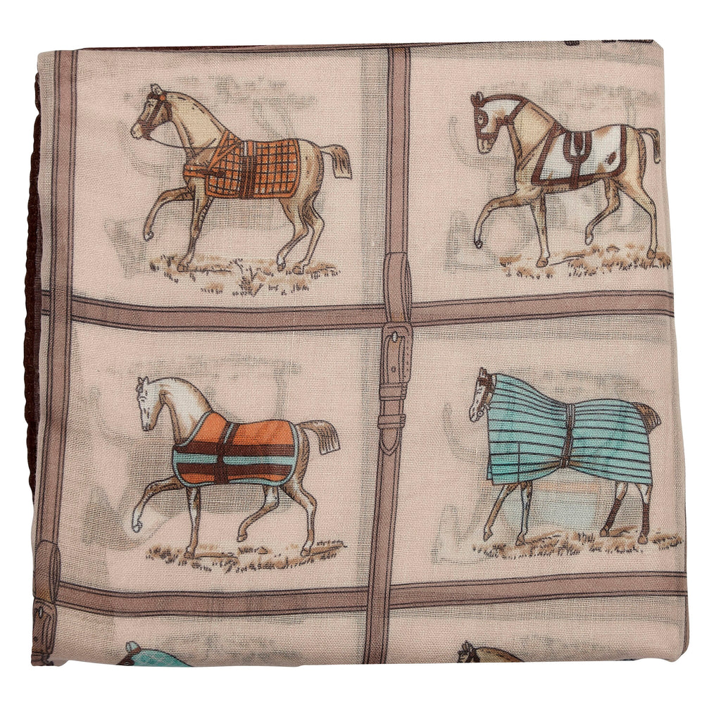 Horses In Blankets  Infinity Scarf Beige