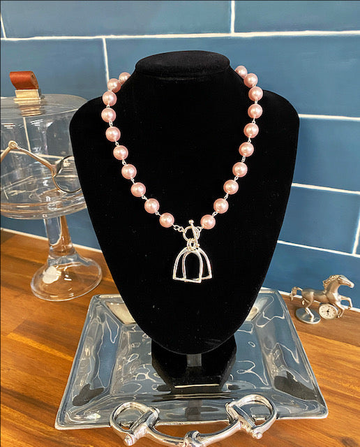 Double Stirrup and Pearls Necklace
