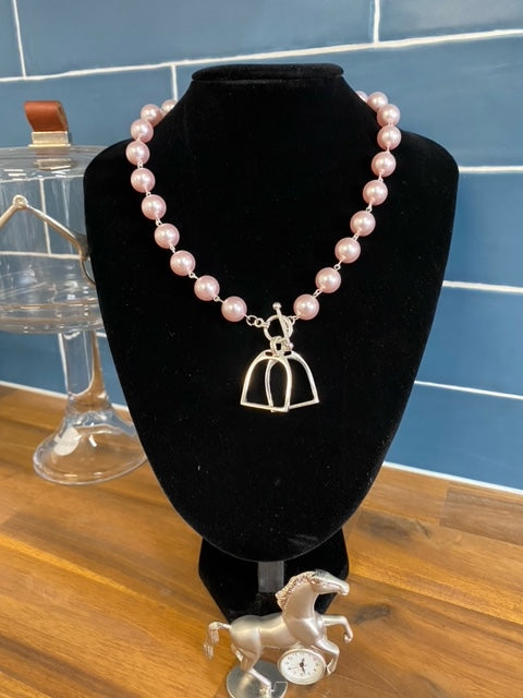 Double Stirrup and Pearls Necklace