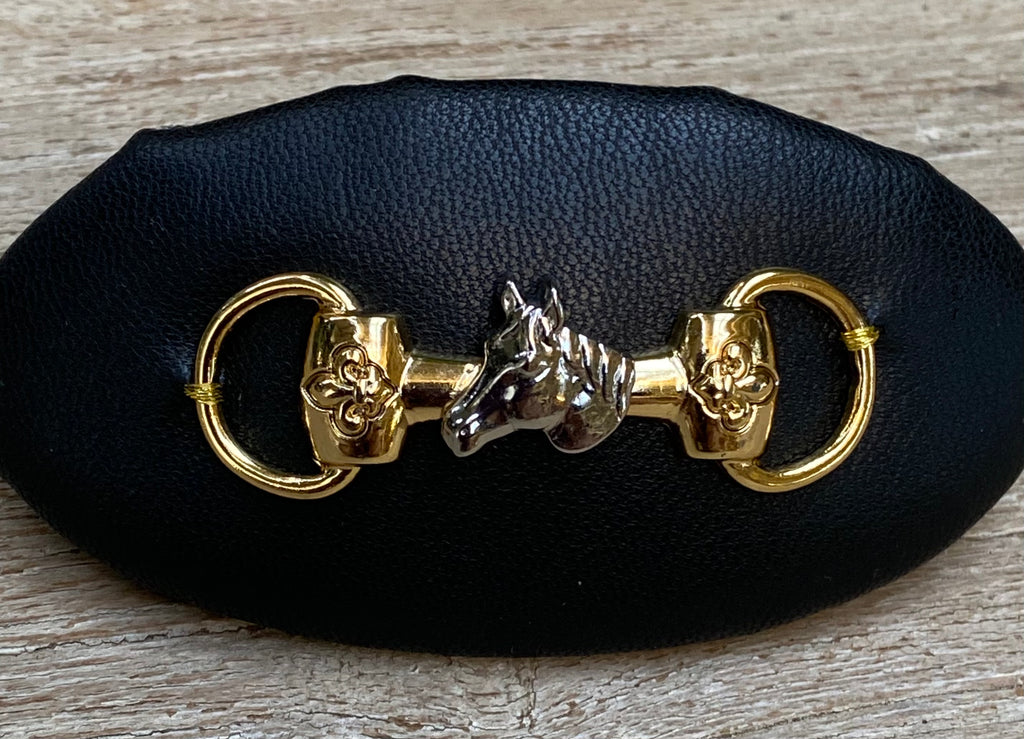Embellished Hair Clips - Snaffle with Horse Head .
