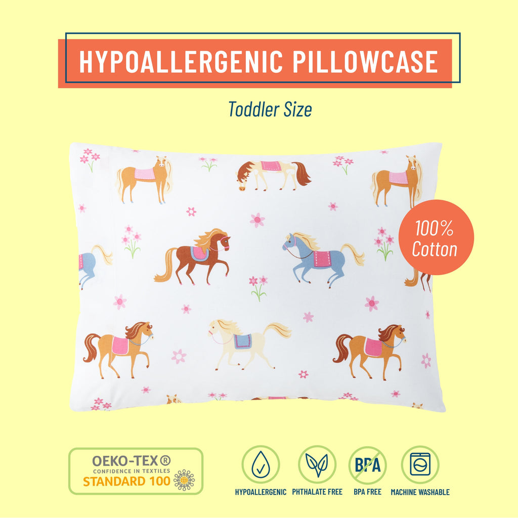 Horses 100% Cotton Hypoallergenic Pillow Case