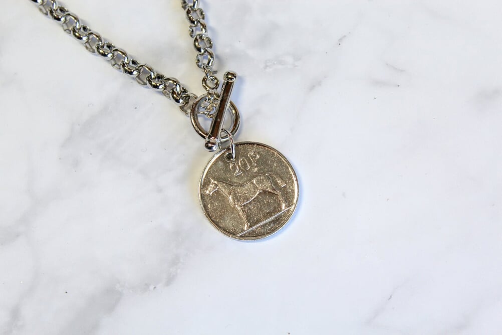 20P Irish Horse Coin Necklace- Silver